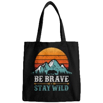 Discover Be Brave Stay Wilderness Bear Mountains Vintage Bags