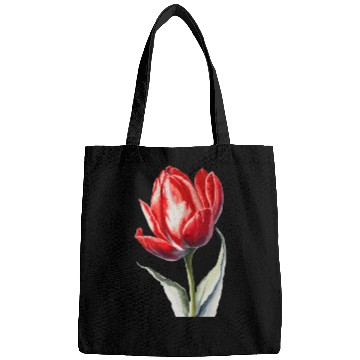 Discover a red tulip flower Watercolor Bags