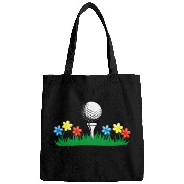 Discover Golf ball on grass field with flowers Bags