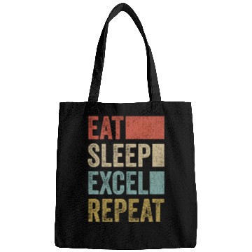 Discover Vintage Retro Eat Sleep Excel Repeat Funny Excel Bags