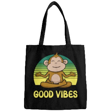 Discover Meditating Monkey Retro Sunset Bags