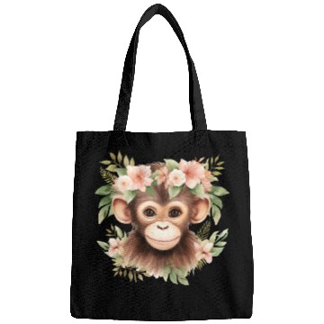 Discover Monkey Chimpanzee Jungle Animal Boho Floral Ape Bags