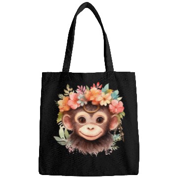 Discover Monkey Chimpanzee Jungle Animal Boho Floral Ape Bags