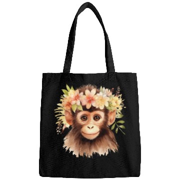 Discover Monkey Chimpanzee Jungle Animal Boho Floral Ape Bags
