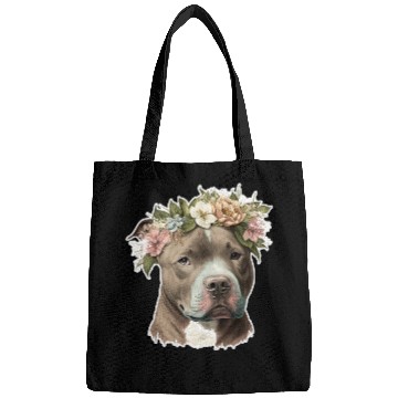 Discover pit bull with flower crown Bags