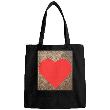 Discover Romantic Red Love Heart on Brown Dotted Background Bags
