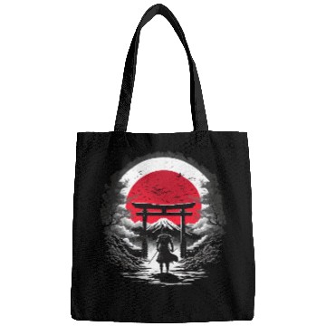 Discover Moonlit Meadow Samurai Illustration Bags