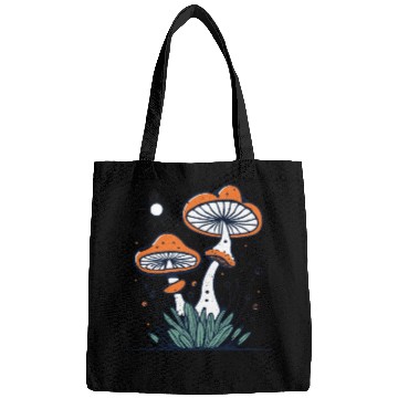 Discover mushroom with Vintage Frog in Fall Woods Bags