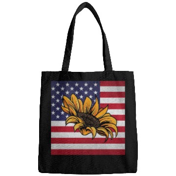 Discover Sunflower Gardening Us Flag Bags