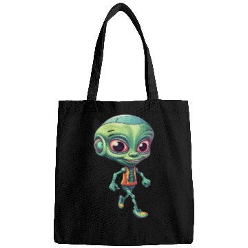 Discover Funny Green Alien: Humorous Space Design Bags