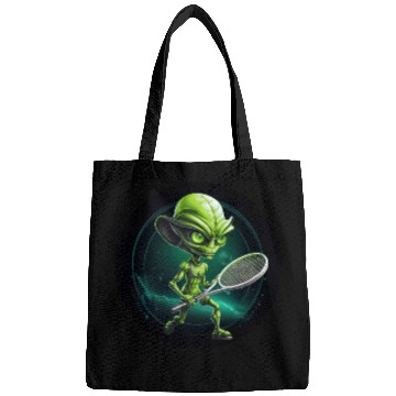 Discover Cool Green Alien Tennis Player: Unique Sports Desi Bags