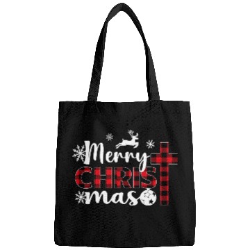 Discover Merry Christmas Cross Plaid Xmas Christian Bags
