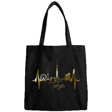 Discover Tokyo Skyline Heartbeat Japanese Heart Love Tokyo Bags