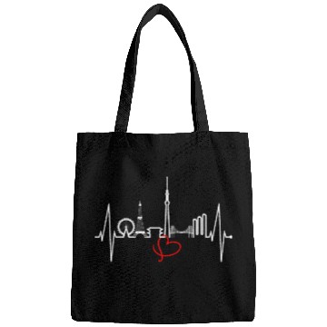 Discover Tokyo Skyline Heartbeat Japanese Heart Love Tokyo Bags