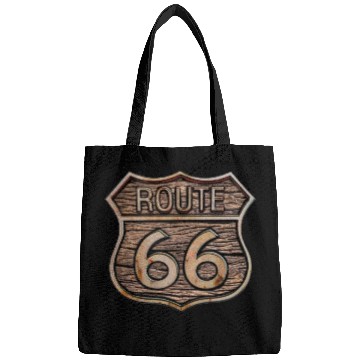 Discover Route 66 vintage sign - Wood log signage Bags