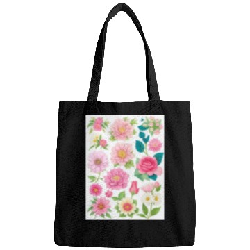 Discover Blooming Crimson and coral Spring Flowers Bags