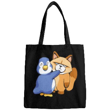 Discover Angry Cat and a Penguin Animals Lover Funny Design Bags