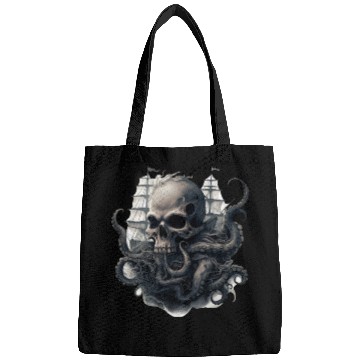 Discover Giant squid kraken skull ship Bags