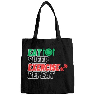 Discover eat sleep EXERCISE repeatlife of heroes power Bags