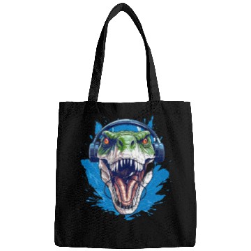 Discover Cool Dinosaur with Headphones for a Dino Fan Bags