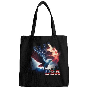 Discover America eagle under Moon with American Flag Bags