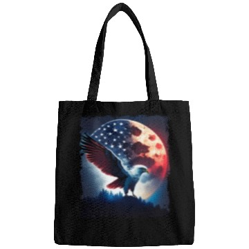 Discover America eagle under Moon with American Flag Bags