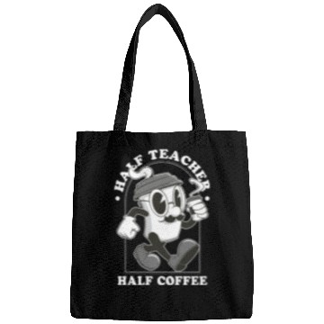Discover Half Coffee Half Teacher Gift Funny Half Teacher Bags