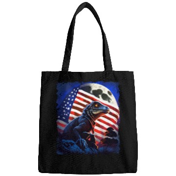 Discover America lizard under Moon with American Flag Bags