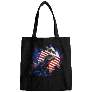 Discover America lizard under Moon with American Flag Bags