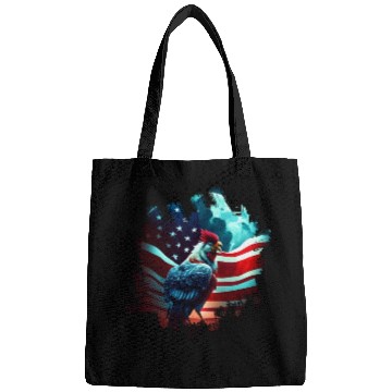 Discover America chicken under Moon with American Flag Bags