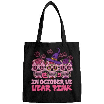 Discover We Wear Pink Sugar Skull Halloween Breast Cancer Bags