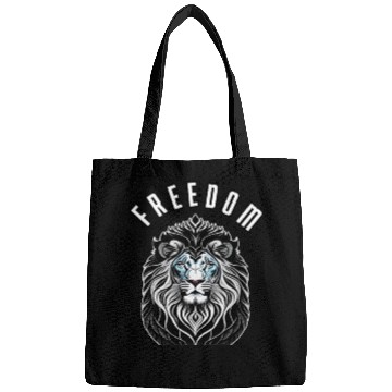 Discover Freedom Roars: Lion Head Logo with 'Freedom' Word Bags
