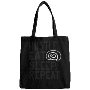 Discover Hustle. Eat. Sleep. Repeat. Typography Bags
