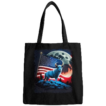 Discover America sheep under Moon with American Flag Bags