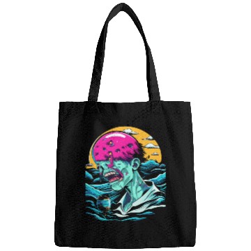 Discover Sad Zombie In The Ocean Bags