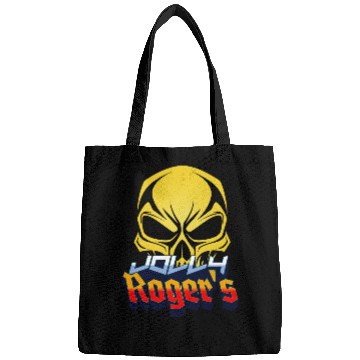 Discover Jolly Roger Yellow Skull on a Purple Background Bags