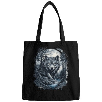 Discover Sunset Grey Wolf Hunter for Men and Women Bags