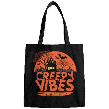 Discover Black Cat Night Creepy Vibes Bags
