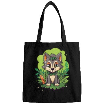 Discover Digital Art Wolf Puppy Wearing Blue Wig Sitting Bags