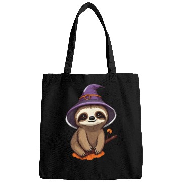 Discover Cute Halloween sloth with a witch hat. Bags