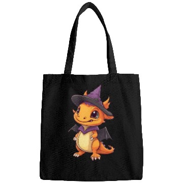 Discover Cute Halloween dragon with a witch hat. Bags