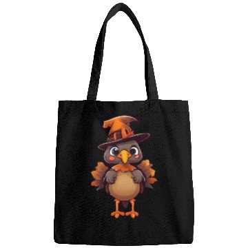 Discover Cute Halloween turkey with a witch hat. Bags