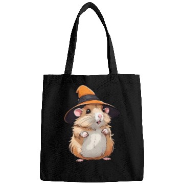 Discover Cute Halloween hamster with a witch hat. Bags