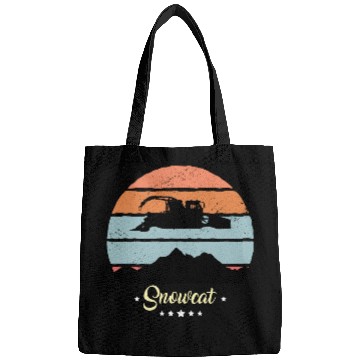 Discover Snowcat Vintage Snow Vehicles Retro Sunset Bags