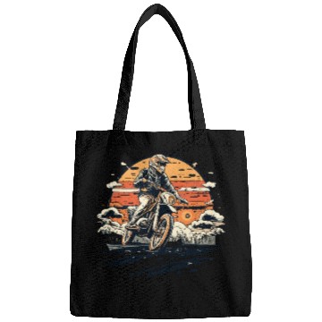 Discover Retro Vintage Sunset Dirt Bike Design Bags