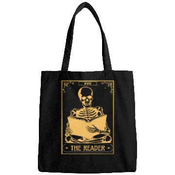 Discover The Reader Tarot Card Bookish Skeleton Skull Hallo Bags