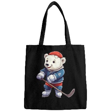 Discover Polar bear hockey player Bags