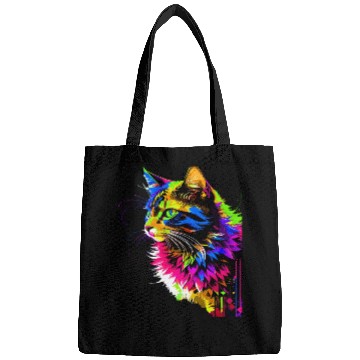 Discover Rainbow Cat Realistic Watercolor Cute Cat Paint Bags