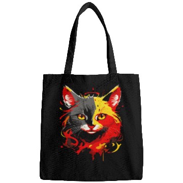 Discover Cat Haed Realistic Watercolor Cute Cat Paint Bags