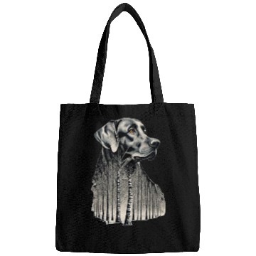 Discover Funny black labrador charcoal drawing Bags